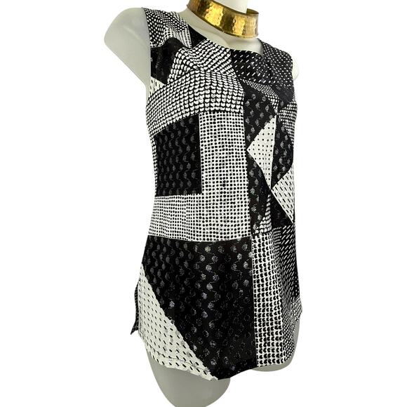 1960's LESLIE FAY PERSONAL psychedelic black white geometric top - Picture 1 of 8